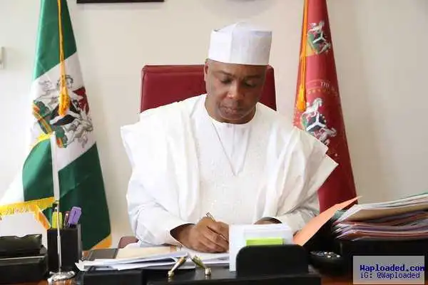 Picture Of Senate Bukola Saraki Signing 2016 Budget